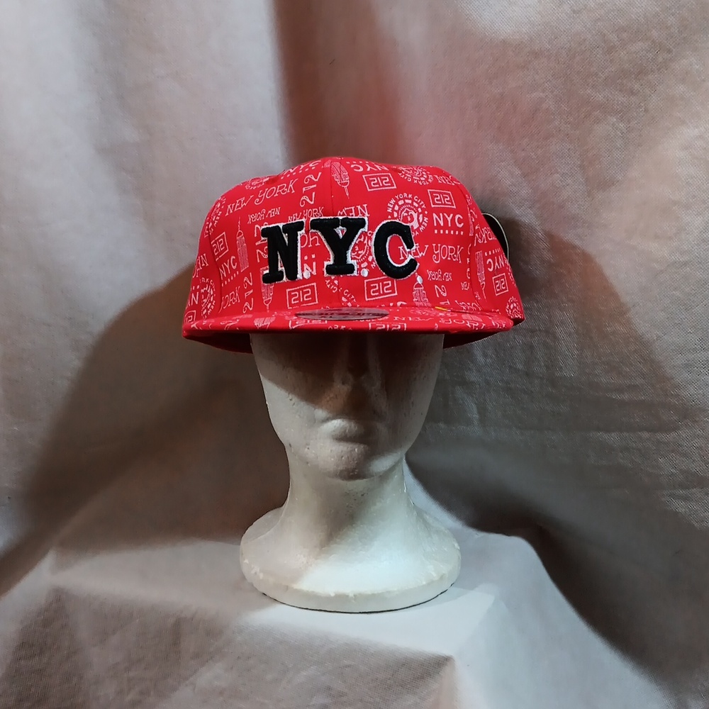 Mens XL NYC Red Graphic Print Cap Hat NWT New New York